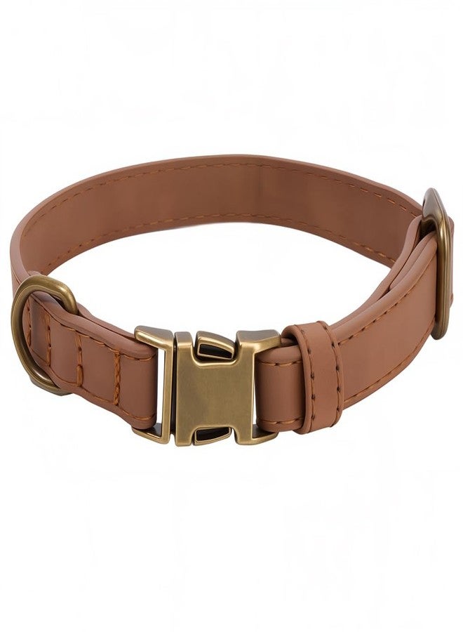 CALFOVERA 10.24 to 14.17 Inch Rolled PU Leather Dog Martingale Collar Durable Heavy Duty Puppy Collar with Quick Release Buckle Adjustable Rust Proof Pet Choker for Small Medium Large Dog (Brown S) - Image 1